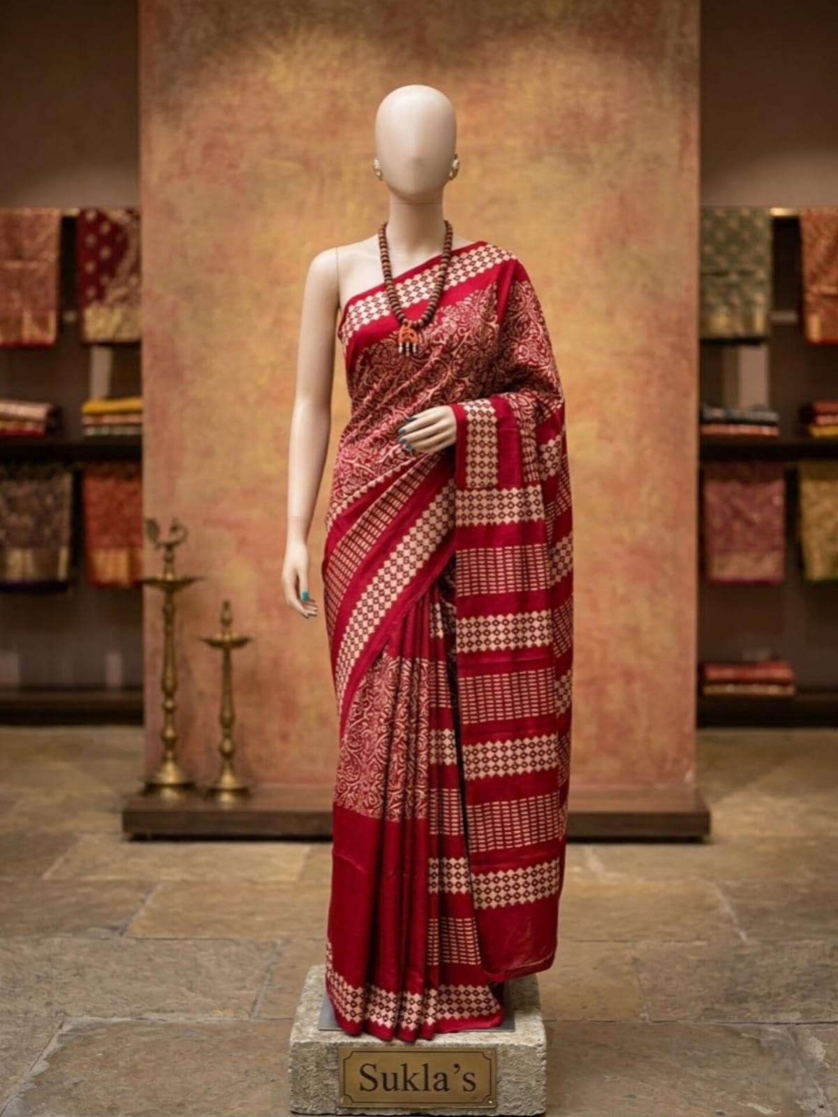 Artisanal Maroon Pure Handblock Drape