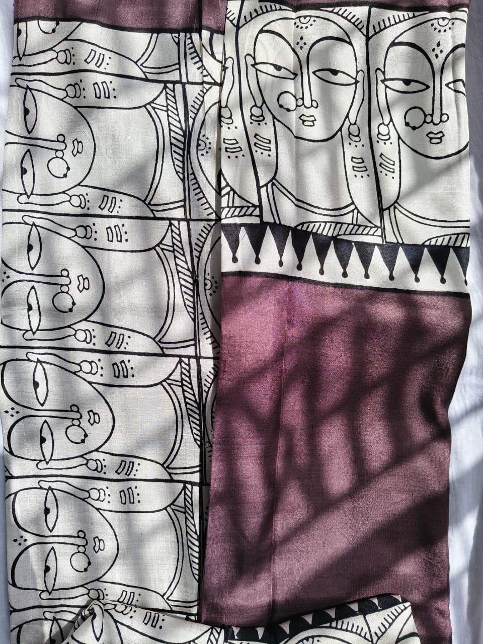 Chocolate-Brown Jamini-Inspired Block-Print Saree