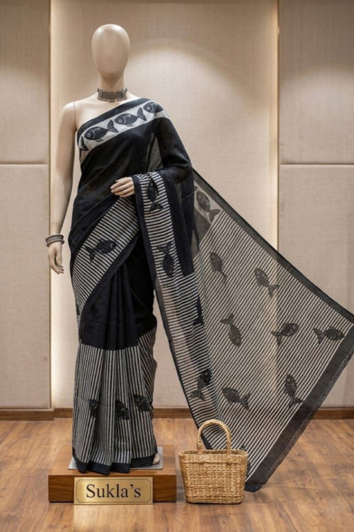 Charcoal Fish Stripe Silk Edit