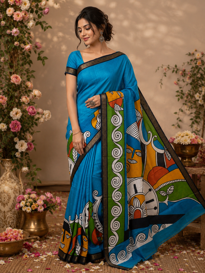 The Firozi Avant-Garde Hand-Painted Saree
