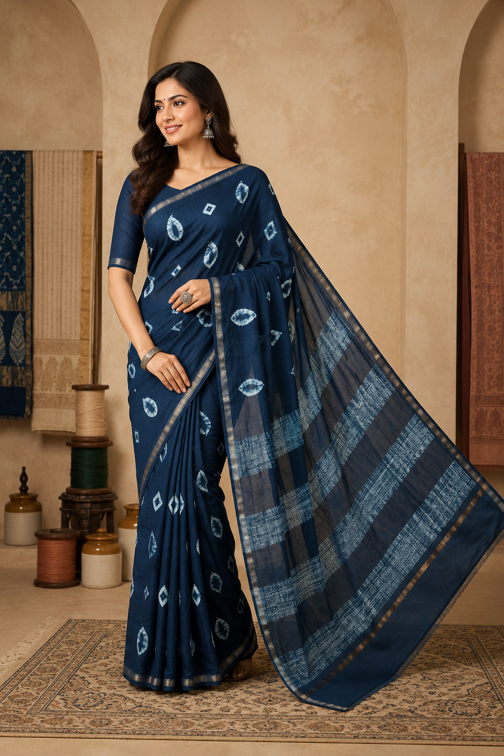 Midnight Shibori Chanderi Edit