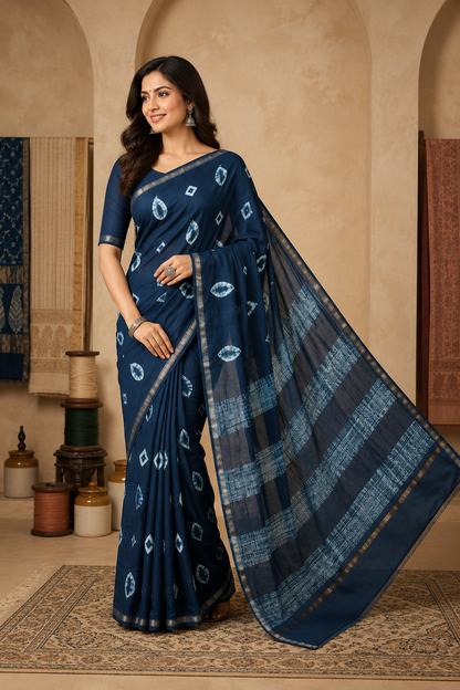 Midnight Shibori Chanderi Edit