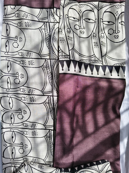 Chocolate-Brown Jamini-Inspired Block-Print Saree