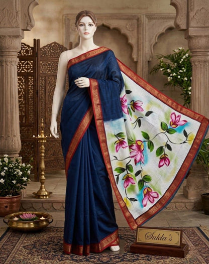 Cosmic Bloom Hand-Painted Maheswari