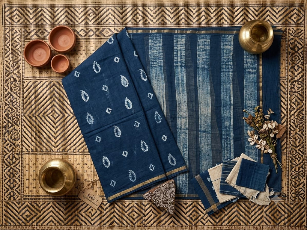 Midnight Shibori Chanderi Edit