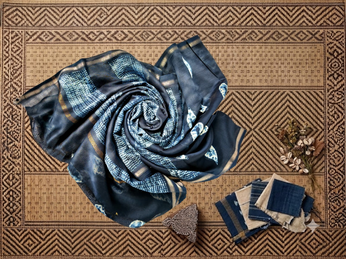 Midnight Shibori Chanderi Edit