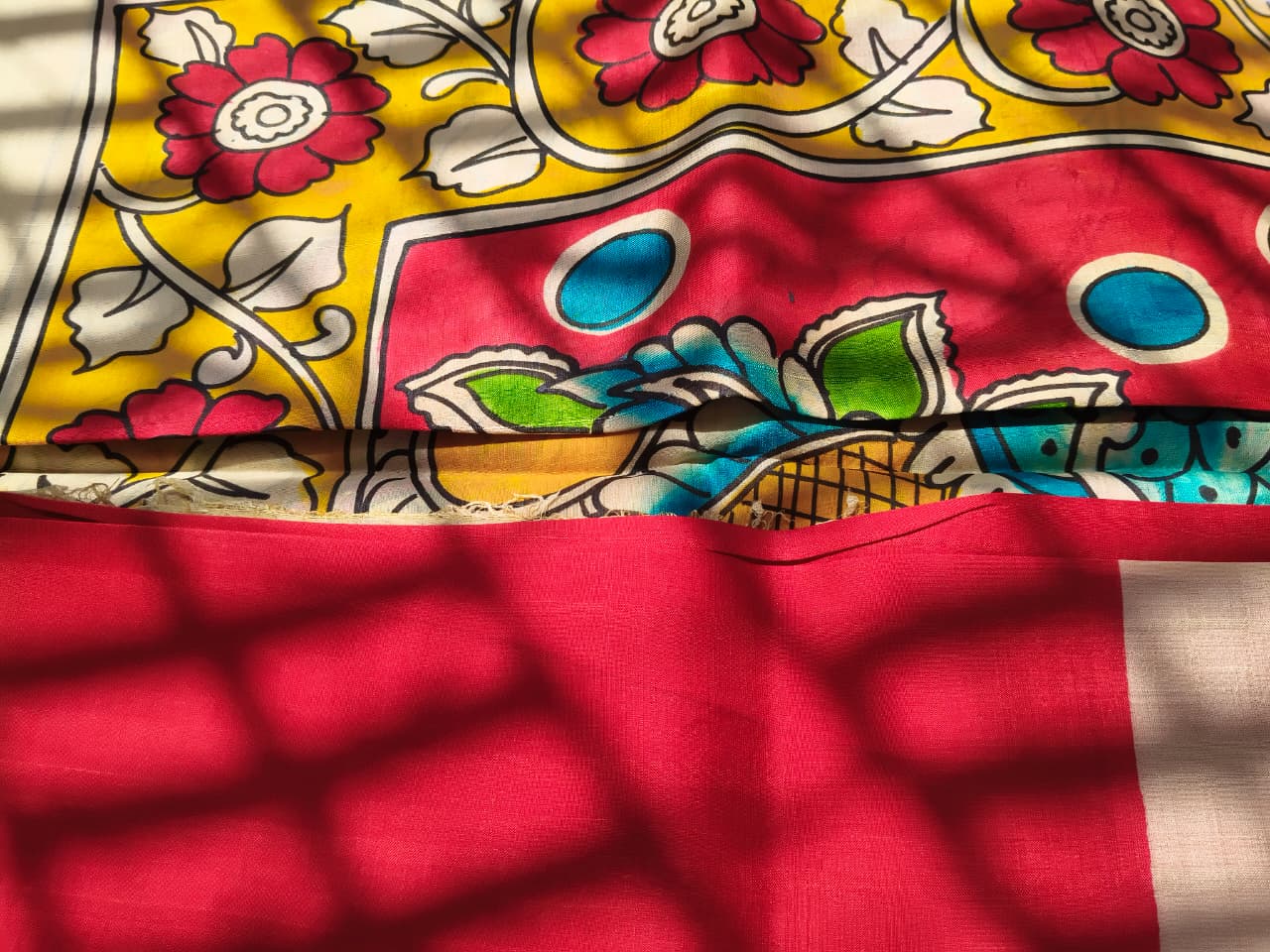 Regal Peacock Hand-Painted Silk Saree