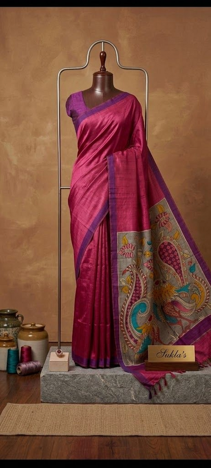 The Magenta Peafowl Pure Silk Saree