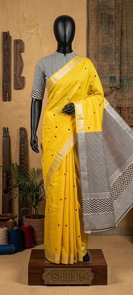 The Saffron Chevron Pure Silk Saree
