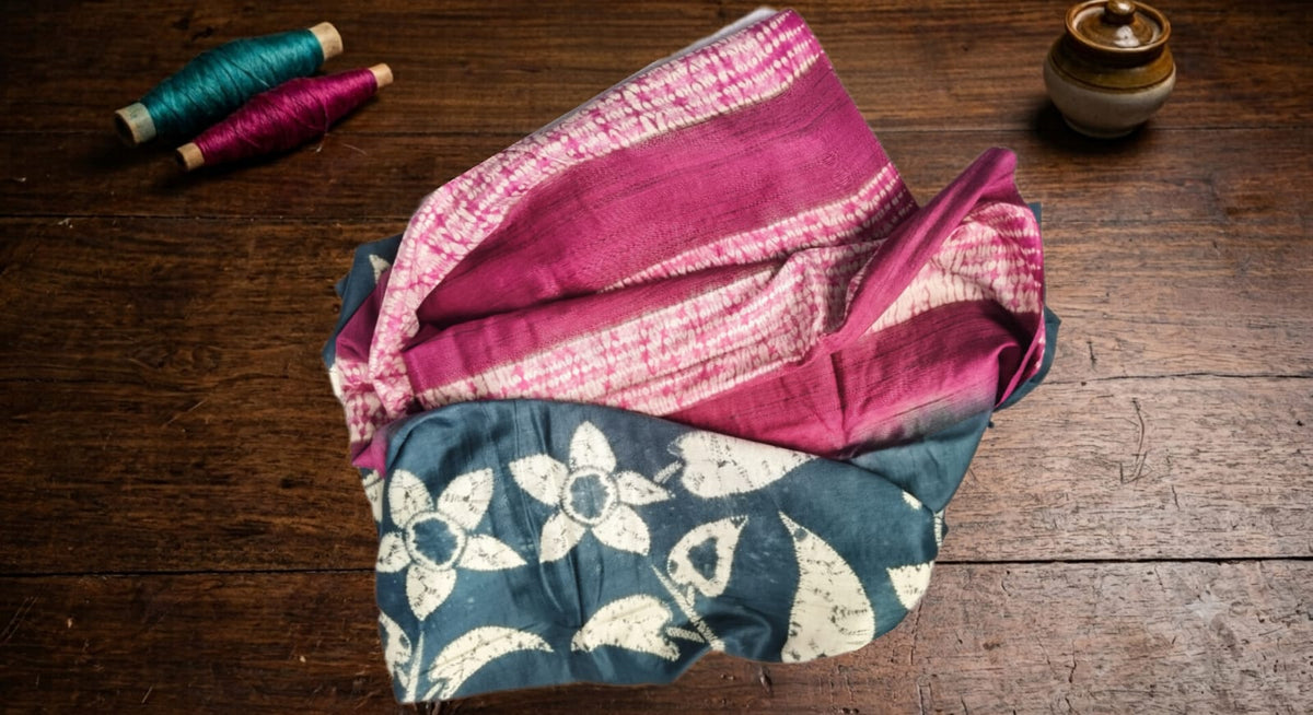 Twilight Bloom Shibori Saree